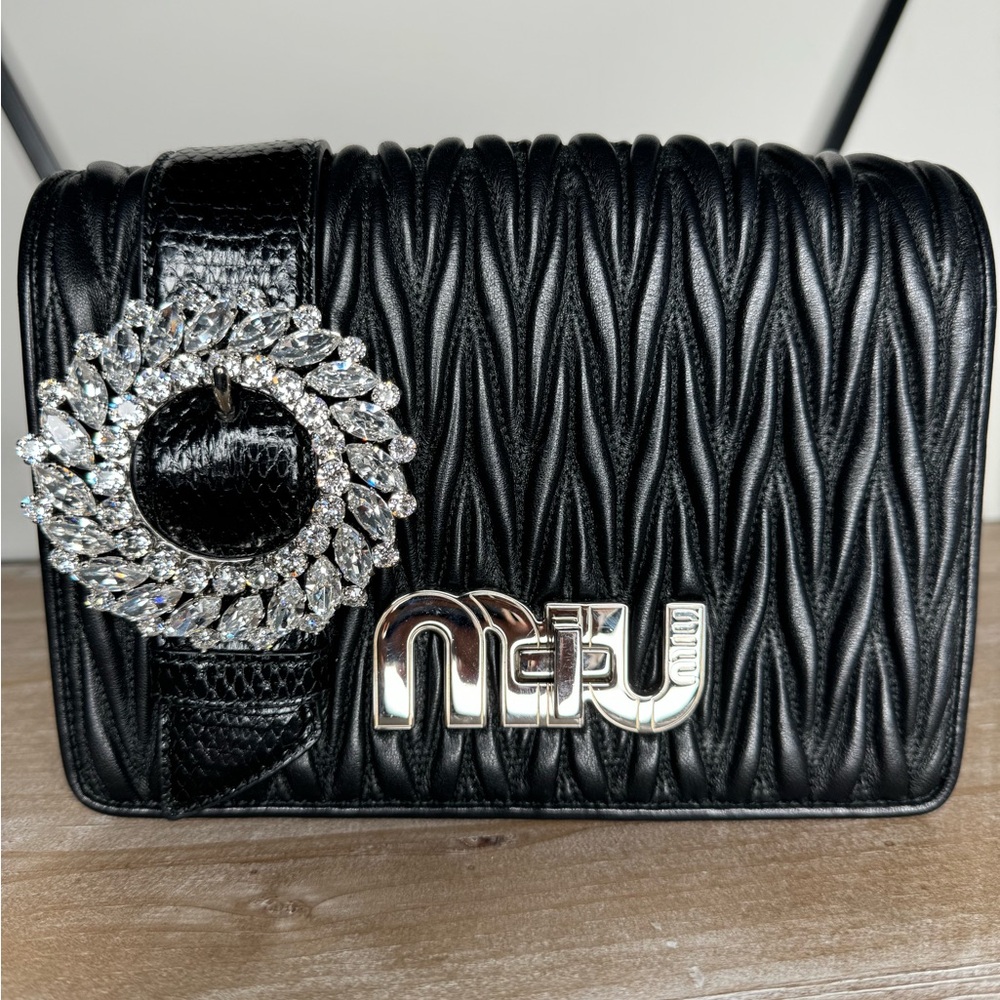 Black Leather Shoulder Bag From Miu Miu